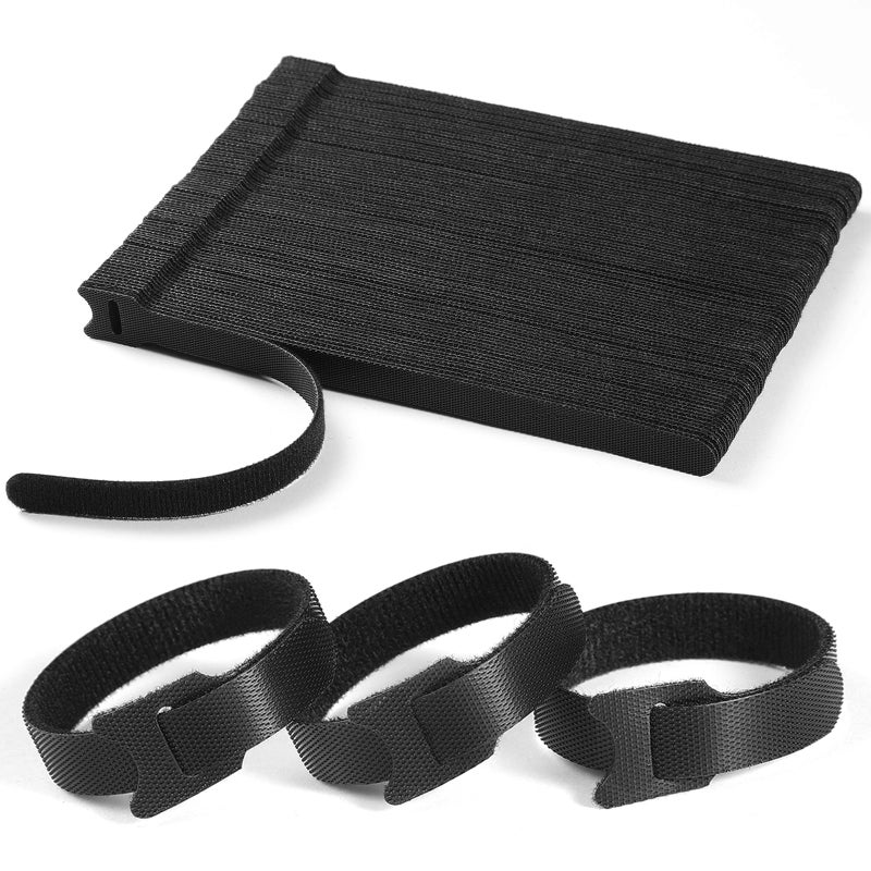 QTBLY 100 Pcs 8 Inches Reusable Cable Ties | Adjustable Cord Wraps, Cable Straps | Hook & Loop Cord Organizer, Cable Management - Image 1